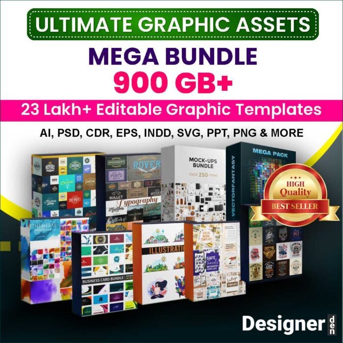 Ultimate Graphic Bundle Mega Collection – 25 Lakh+ Editable Graphics Suite (Templates) 900GB+ Premium Graphics Assets