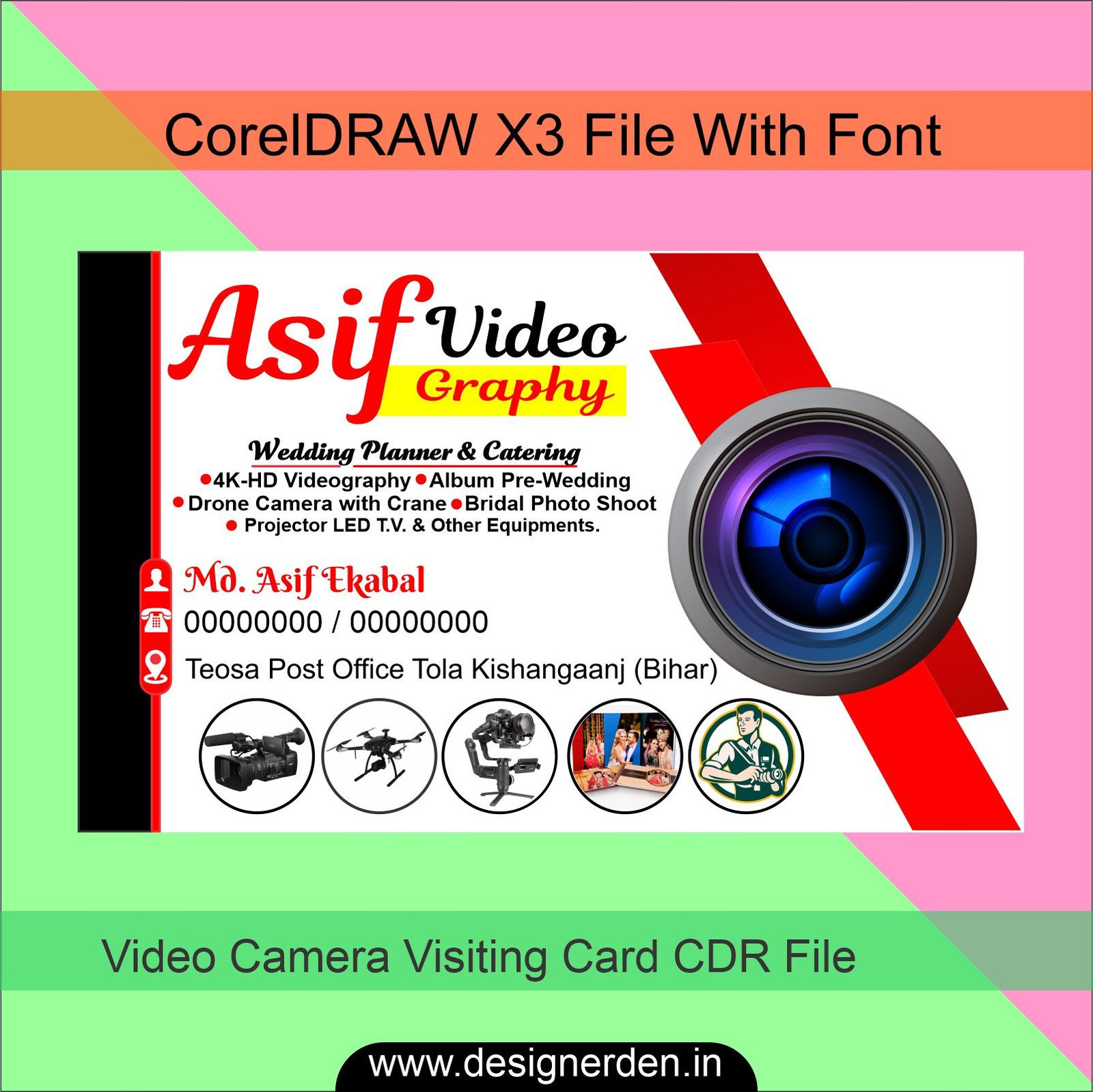 Video Camera Visiting Card CDR File - Designerden.in
