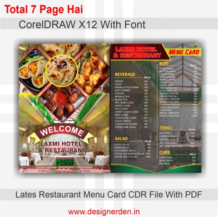 Lates Restaurant Menu Card CDR File