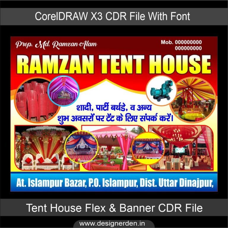 Tent House Flex & Banner CDR File Designerden.in