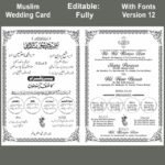 Muslim Wedding Card Urdu English Square cdr File