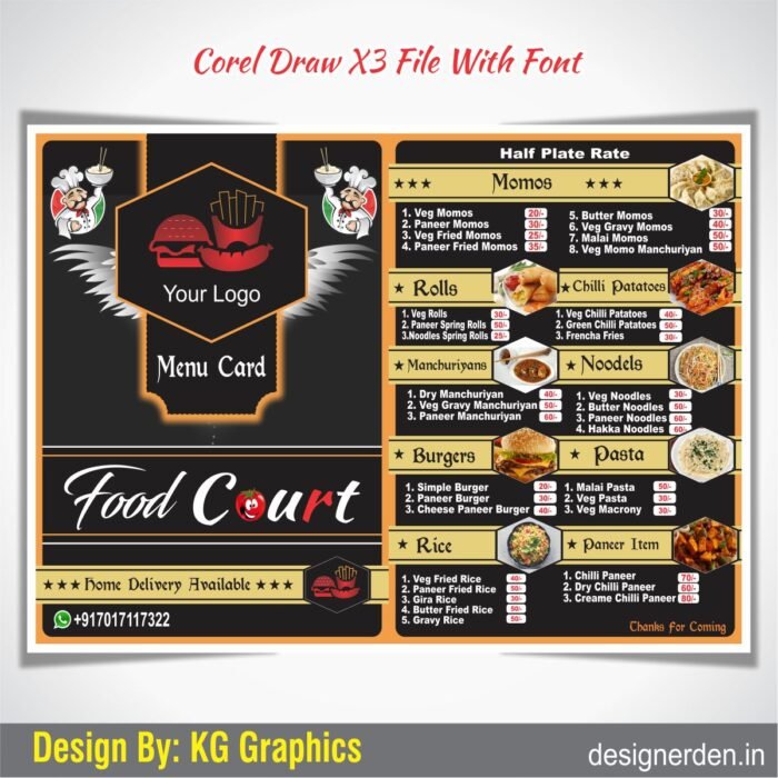 menu card design template