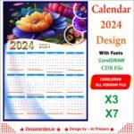 Calendar 2024 X3 - X7 CDR - Calendar Design CDR File