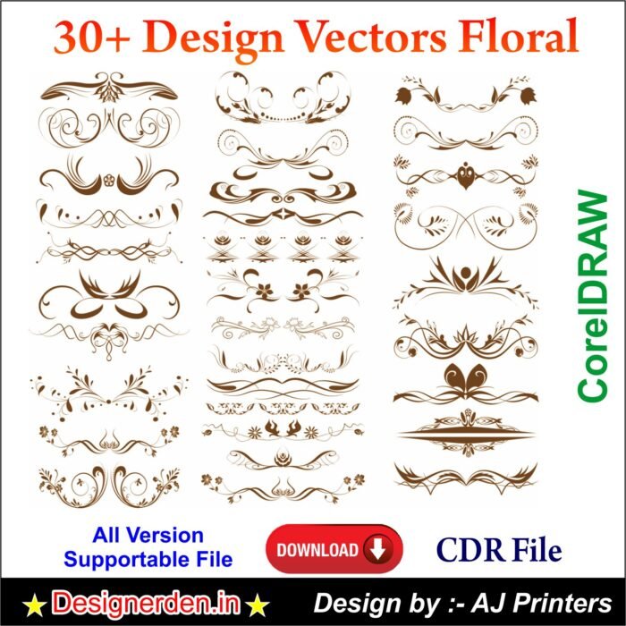 30+ Vectors Floral Design CDR 12
