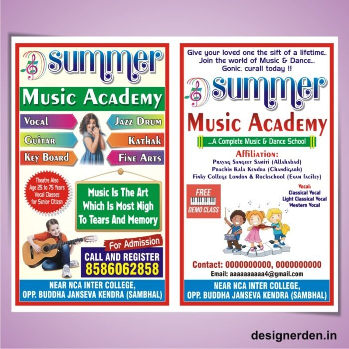 Music Academy Classes Flyer Pamphlet Design Template CDR File
