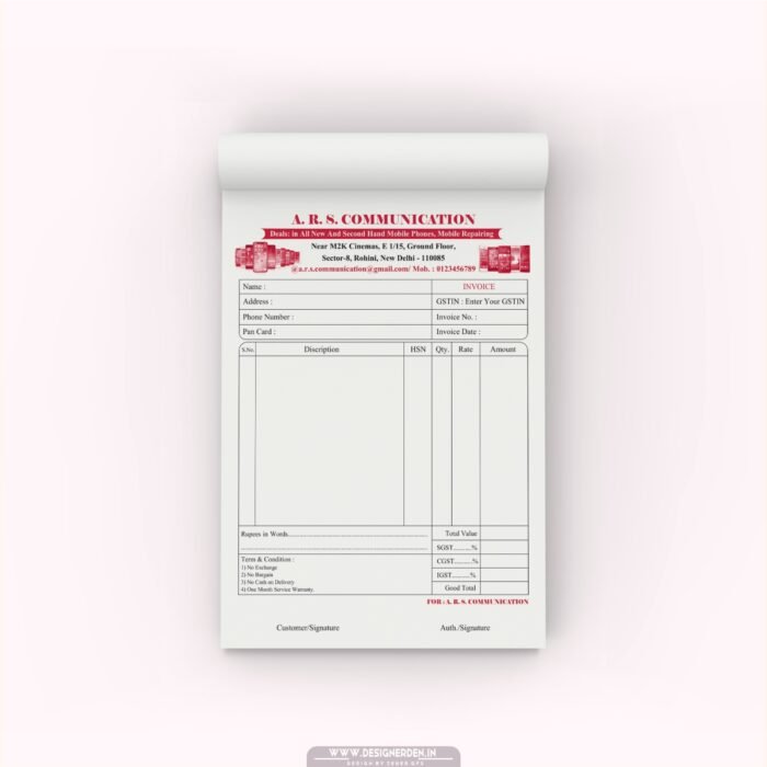 Mobile Shop Bill Book Format CDR File