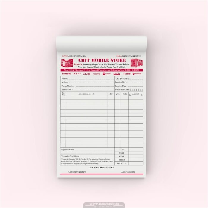 Mobile Store New And Second Hand Mobile Phone Sale Invoice Book Design Cdr File