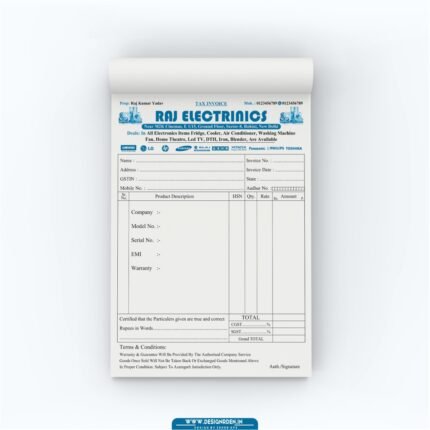 Electronics Bill Book Design