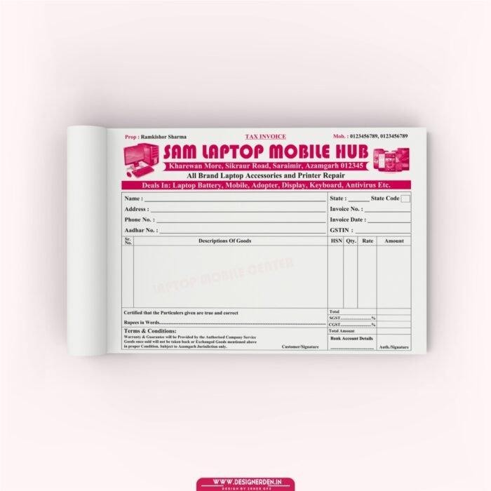 Laptop Mobile Shop Invoice Book Design