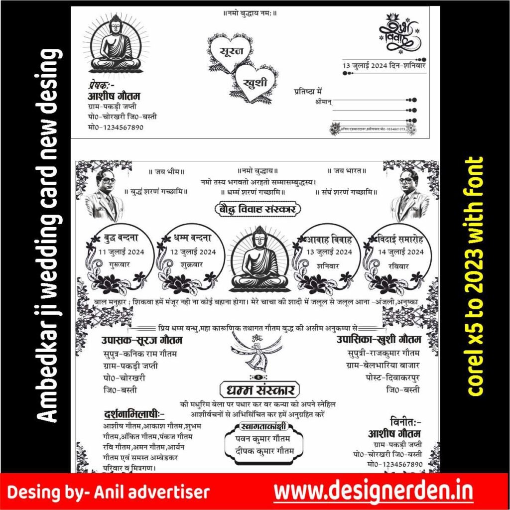 Hindu Wedding Invitation Card Design CDR File