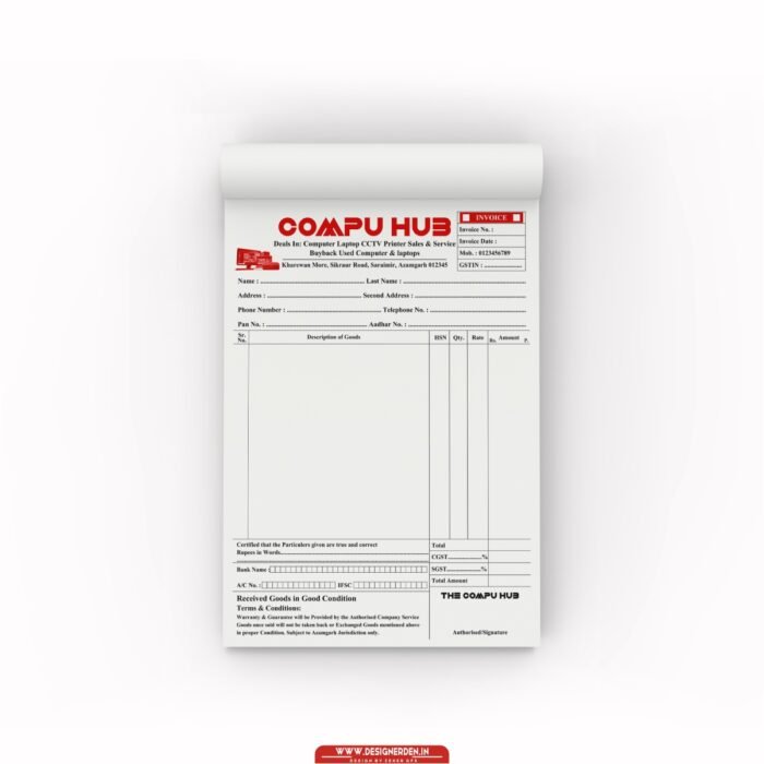 Computer Hub Laptop - Printer Sale Invoice Book Design Cdr File