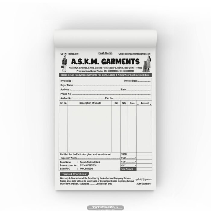 Garments and Readymade Shop TAX INVOICE Book