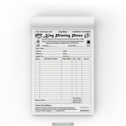 PRINTING PRESS INVOICE BILL BOOK DESIGN