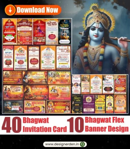 Bhagwat Katha Banner and Invitation Templates