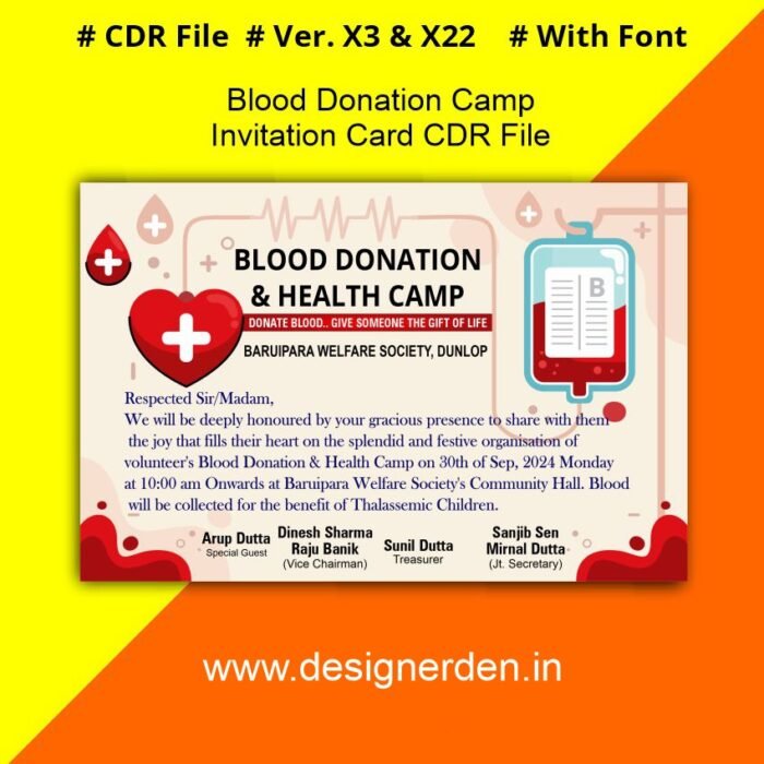 Blood Donation Camp Invitation Card CDR File