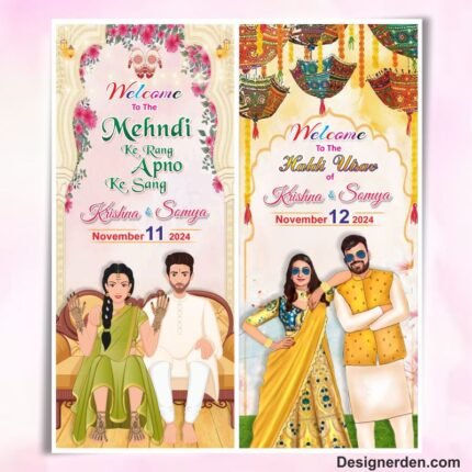 Mehndi and Haldi Ceremony Flex Design - Shadi Banner