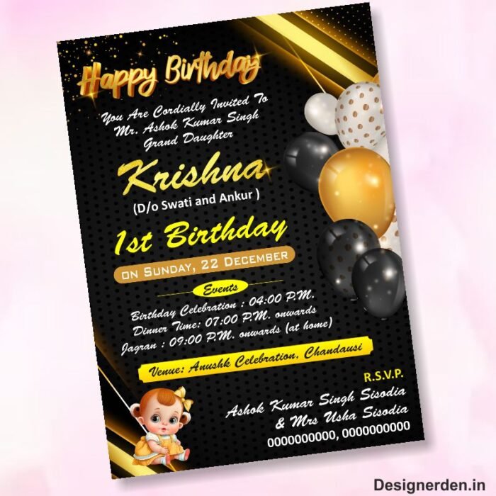 Birthday Invitation 7X5 Card Template CDR File