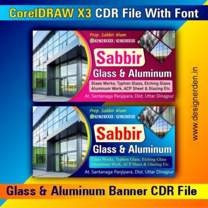 Glass and Aluminum Shop Banner Design CDR File