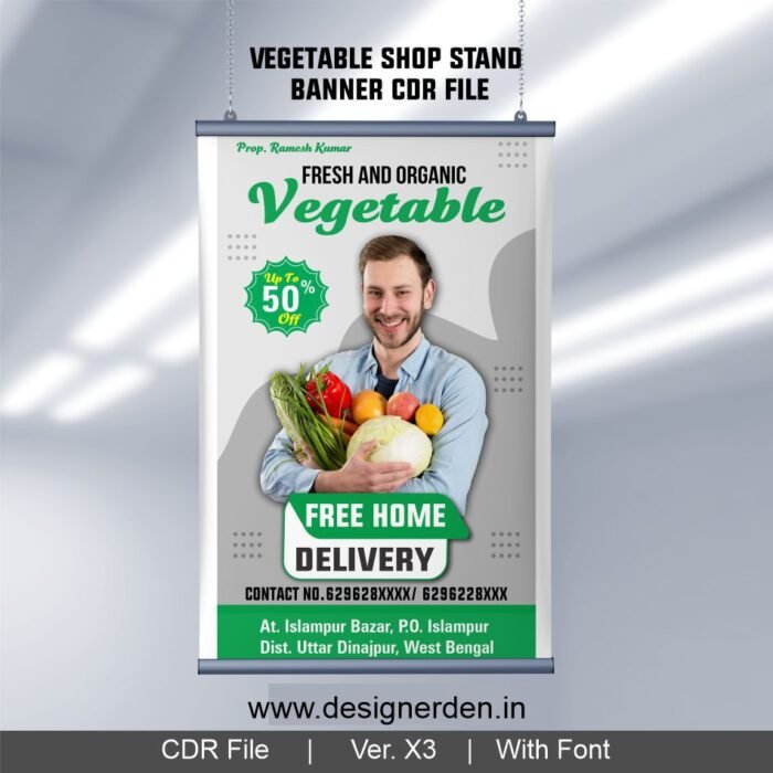 Vegetable Shop Standee Banner Design CDR File