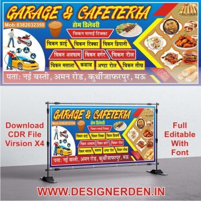 Garage and Cafeteria Banner Design CDR File