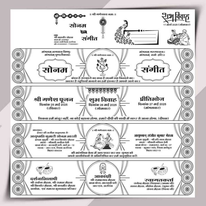5 Fold Wedding Card CDR File
