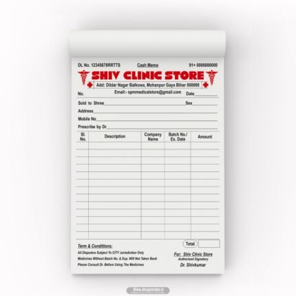 Doctor Bill Book - Medical Store INVOICE Bill Book Design CDR File