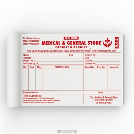 Medical Bill Book and General Store Invoice Design in Black and White CDR File
