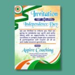 Editable 15 August Independence Day invitation design with Indian flag theme for CorelDRAW download.