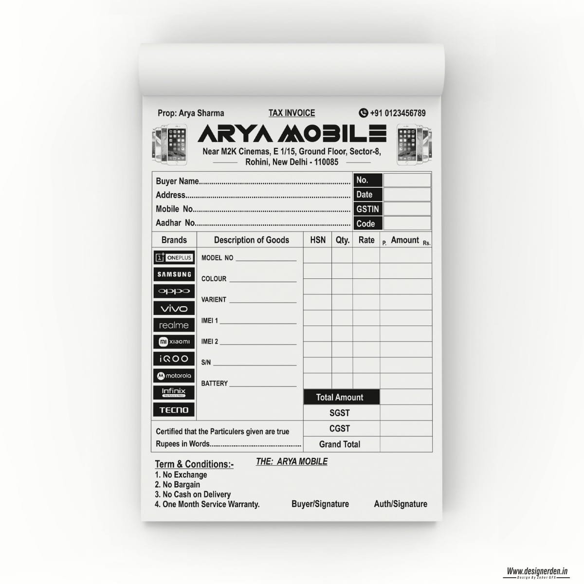 Mobile Shop Invoice Bill Book Design Mobile Shop Invoice Bill Book Design