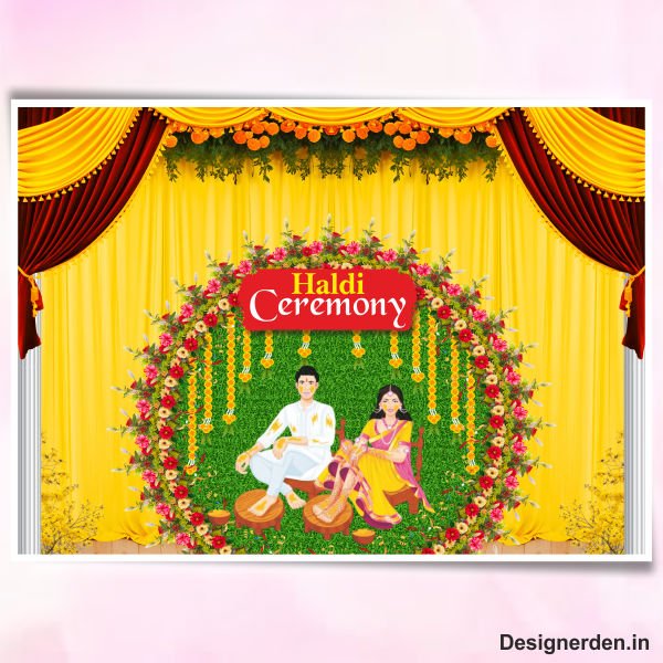 Haldi Ceremony Background Flex Design cdr file Haldi Ceremony Background Flex Design cdr file - Image 1
