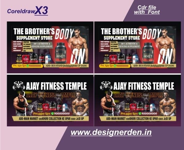 Gym Banner Design - Fitness and exercise promotional poster Gym Banner Design - Fitness and exercise promotional poster