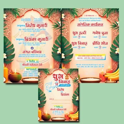 Multicolour Hindu Shadi Card