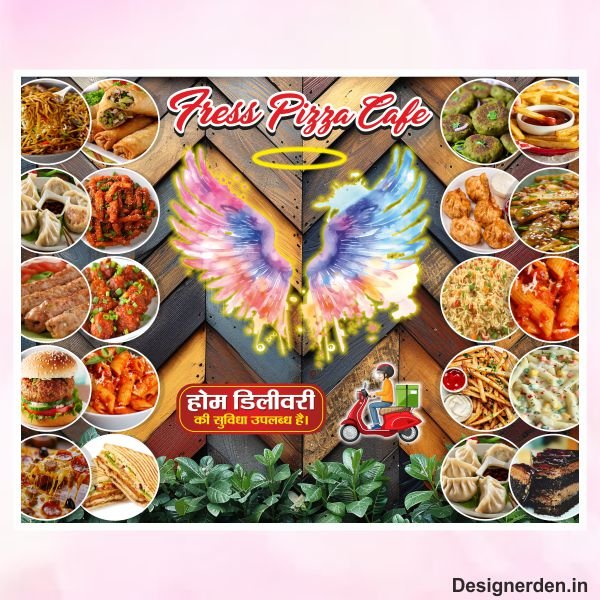 Restaurant wall wallpaper with magic angel wings banner design cdr file Restaurant wall wallpaper with magic angel wings banner design cdr file - Image 1