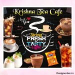 Tea shop wall wallpaper flex design cdr file