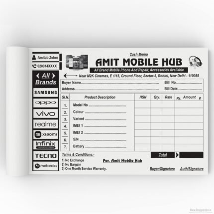 AMIT Mobile Hub Invoice Bill Book Design CDR File | CorelDRAW X3 to Latest