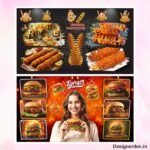 Spiral potato and burger wall wallpaper flex banner design cdr file